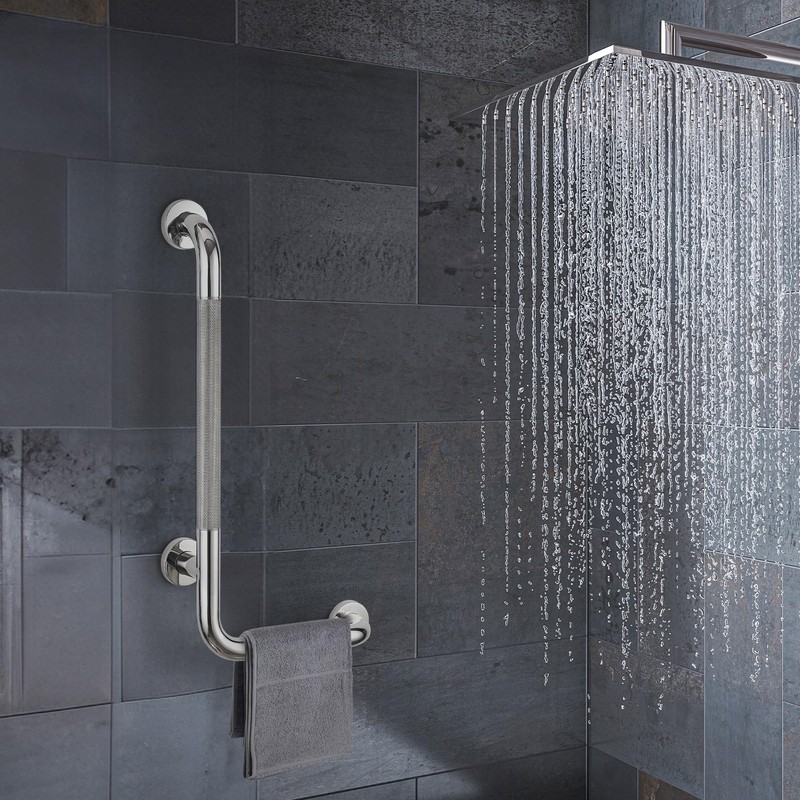 L-Shaped Grab Bars for Shower, 24x12 Inch Stainless Steel Grab
