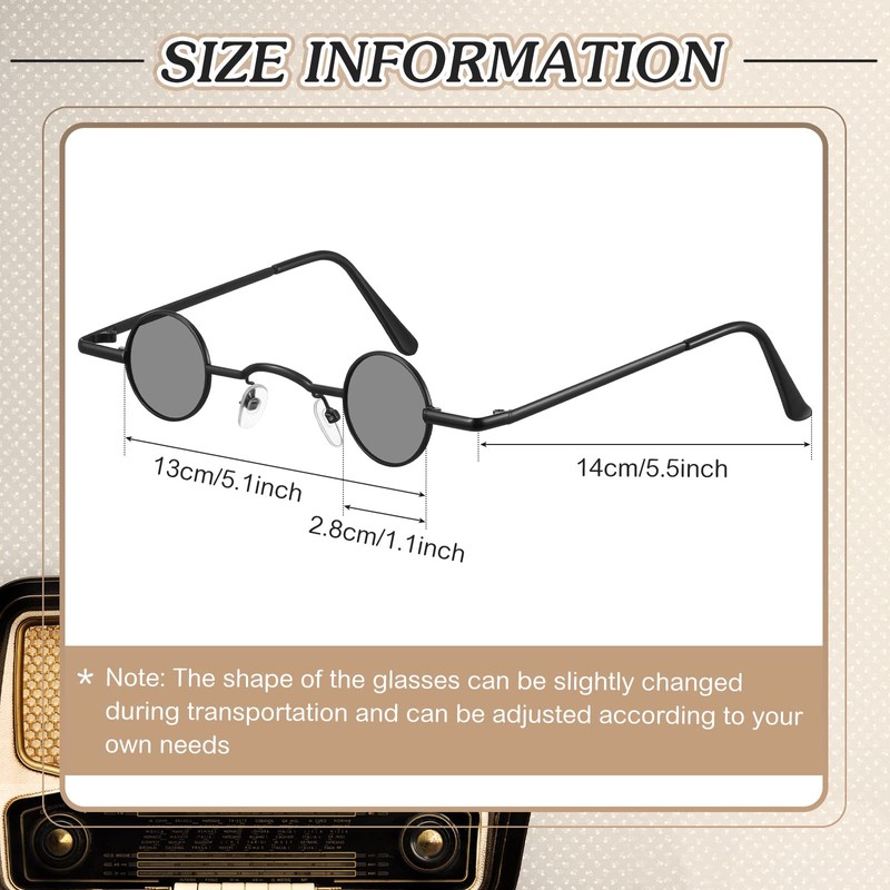Photect Vintage Metal Frame Glasses Retro Small Sunglasses Hippy Sunglasses