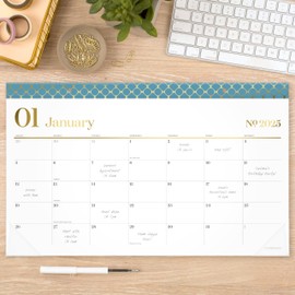 Cambridge 2025 Desk Calendar, Desk Pad, Monthly, 17-3/4" x 11", Compact, WorkStyle, Seaside Blue (1606-705-12-25)