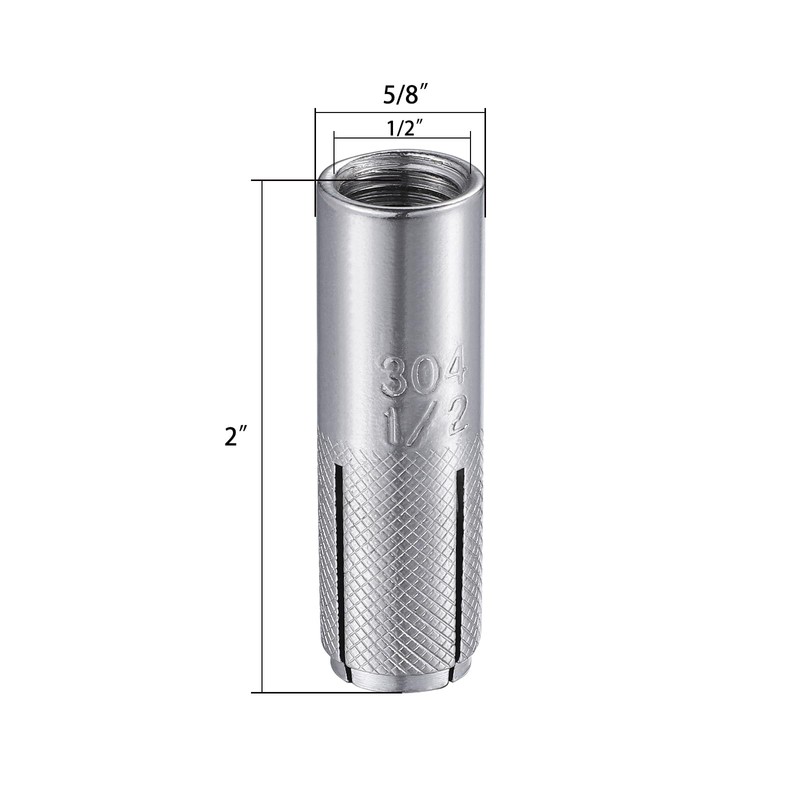Wensilon(20 pcs) 1/2"-13 Premium Stainless Steel Drop in Anchors Assortment,