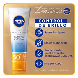 Nivea Sun Protector Solar Facial Piel Sensible Fps 50  Protector Solar Facial Control De Brillo Fps 50  50ml                                          