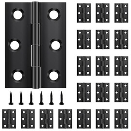 Yeepeo Pack of 20 Hinges Foldable 44 mm x 31 mm, Black Stainless Steel Hinge Piano Hinge Hinges Small Hinge Hinge Door Hinge for Doors Windows Cabinets with 120 Pieces Screws