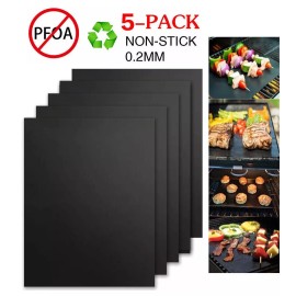 Unbranded BBQ Grill Mats Set of 5 Outdoor Cooking Baking Non Stick Reusable Grilling Mat