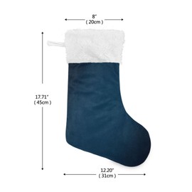 Kigai 1 PCS Christmas Stocking Navy Blue Texture Big Warm 18 x 12 Inch Hanging Xmas Stockings Decoration for Family Holiday Party Ornaments Decor Fireplace