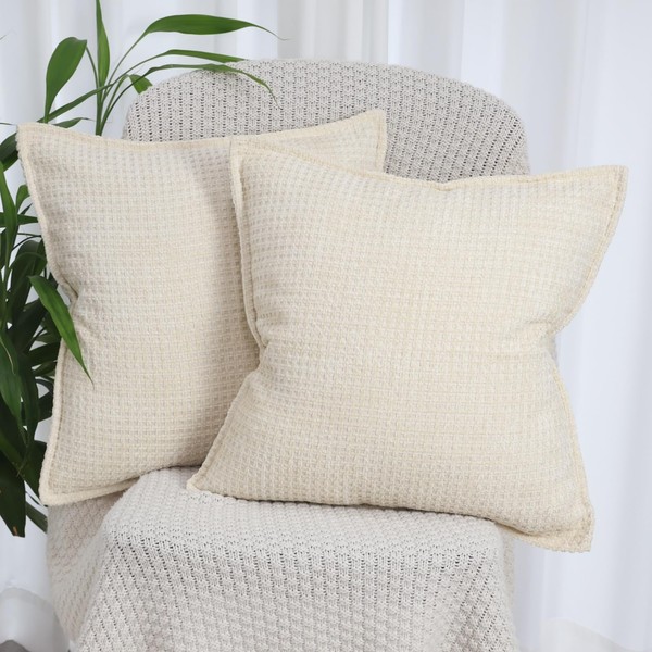 OYIMUA Chenille Cushion Cover 40 x 40 cm Beige -