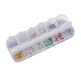 Healeved 2pcs Nail Rhinestones for Art Color Mixed Decorations Clear Container for Nail Designs and DIY Crafts