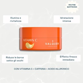 VALQUER Patch Contorno Occhi Vitamina C | Patch Occhi Idratanti Anti Età per Borse e Occhiaie | Con Caffeina Acido Ialuronico e Niacinamide | Effetto Rinfrescante e Illuminante | Vegano | 60 Pezzi