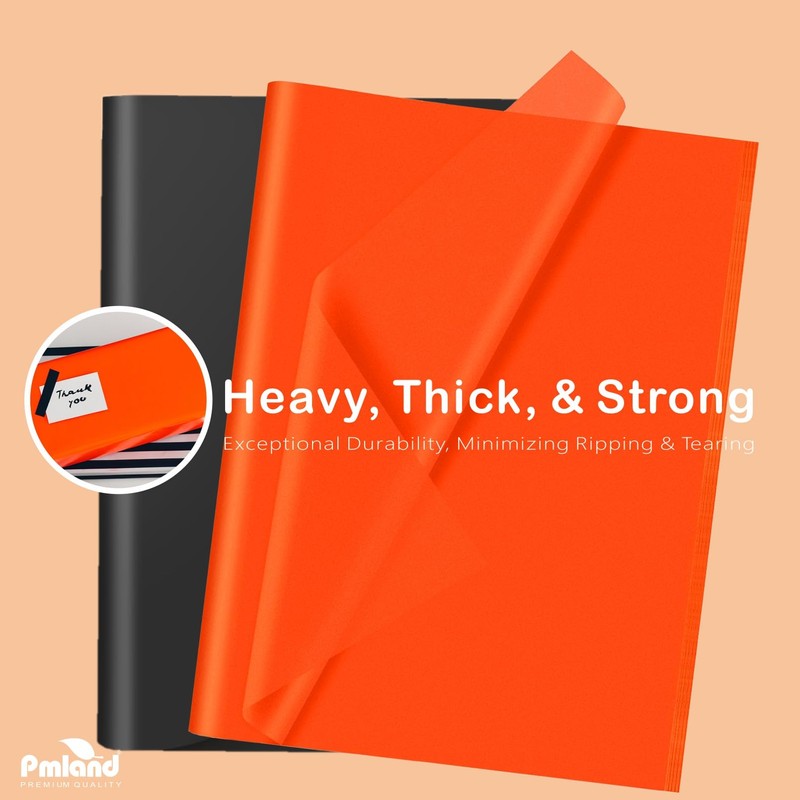 PMLAND Gift Wrapping Tissue Paper - Black and Orange- 20