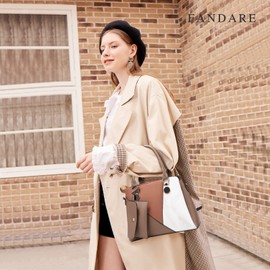 FANDARE Women's Handbag 2 Pieces Shoulder Bag Waterproof PU Leather with Purse Women Carry Bag Handbag Tote 2-Piece Set for Office School Travel Work Bag Khaki, khaki, hobo