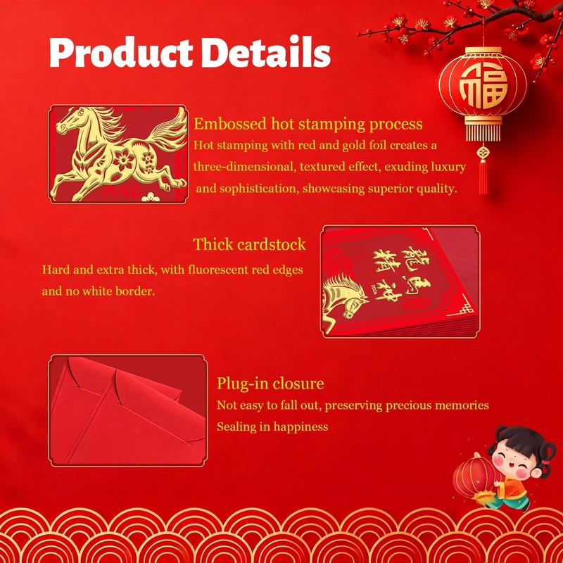 Chinese New Year Red Envelopes 2026, 18Pcs Year of the