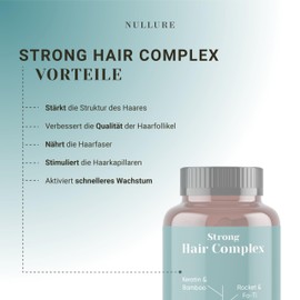 Nullure Natural Hair Vitamins | Hair Growth Booster · Hair Loss Action · Strength and Shine | Biotin + Keratin + Zinc + Vitamin B2 I 120 Capsules (2 Months)