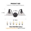 20 Inch 2-Light Vintage Bathroom Wall Sconce,Elegant Black Metal and