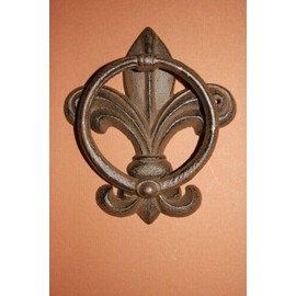 Vintage Fleur De Lis Door Knocker Solid Cast Iron Vintage-Look, F-14