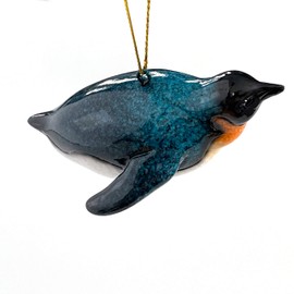 Christmas Ornaments - Home Decor - Hand-Painted Blue Sea Turtle - Best for Tree Hanging, Bathroom Decorations, Stocking Stuffers, Scuba Lovers and Ocean Enthusiasts (Penguin)