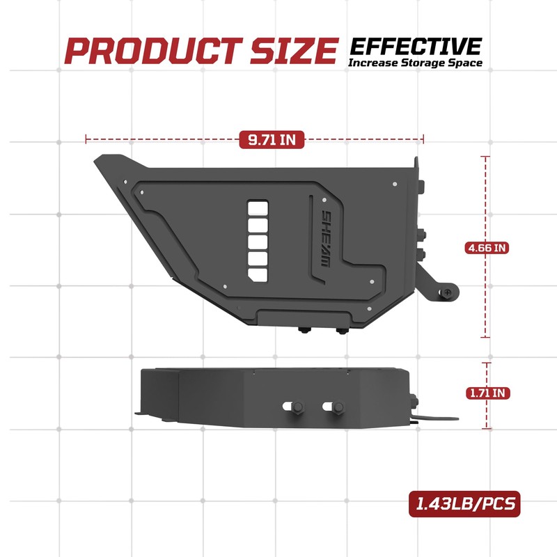SHEAM Metal Front Door Storage Pockets for 2009-2018 Jeep Wrangler