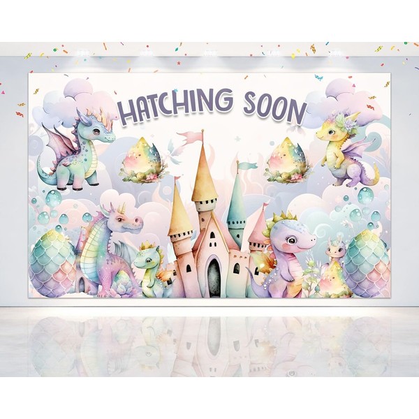 5x3 FT Pink Dragon 'Hatching Soon' Backdrop - Charming Baby