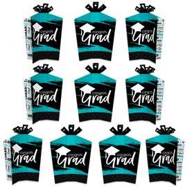 Big Dot of Happiness Teal Graduation Table Decorations - Party Fold and Flare Centerpieces - 10 Count