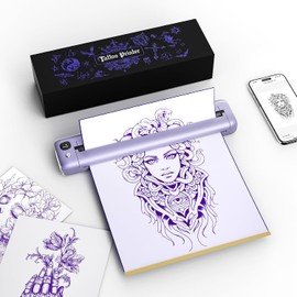 Rongta - Impresora de plantillas de tatuaje, impresora térmica inalámbrica F81S con 5 piezas de papel de transferencia, compatible con teléfono/tablet/PC/portátil, impresora de tatuajes Bluetooth para