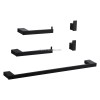 Matte Black Bathroom Accessories Set 5 Pieces, Wall Mounted Screw-In