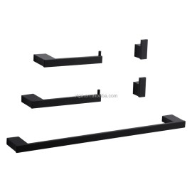 Matte Black Bathroom Accessories Set 5 Pieces, Wall Mounted Screw-In 24" Towel Bar Set Toilet Paper Holders Rack Towel HooksColor: Black