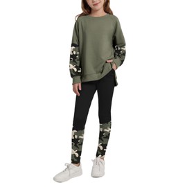 Naiyafly Girls Clothes Set Kids Tracksuit Long Sleeve Print Sweatshirt and Sweatpants Legging Loungewear Activewear Fall Winter 2 Piece Outfit for Teen Girls 6-13 Years