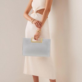 Milisente Clutch Purses for Women Formal Casual Sparkly PU Leather Handbag Purse with Handle for Prom Cocktail Wedding, Silver