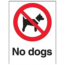 V Safety 54003AN-R No Dogs Prohibition Sign - Portrait - 150mm x 200mm - 1mm Rigid Plastic