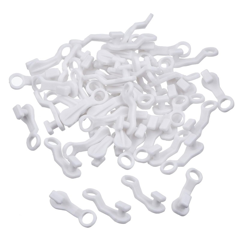 Curtain Glider Hooks White Plastic Curtain Hook, Pack of 50