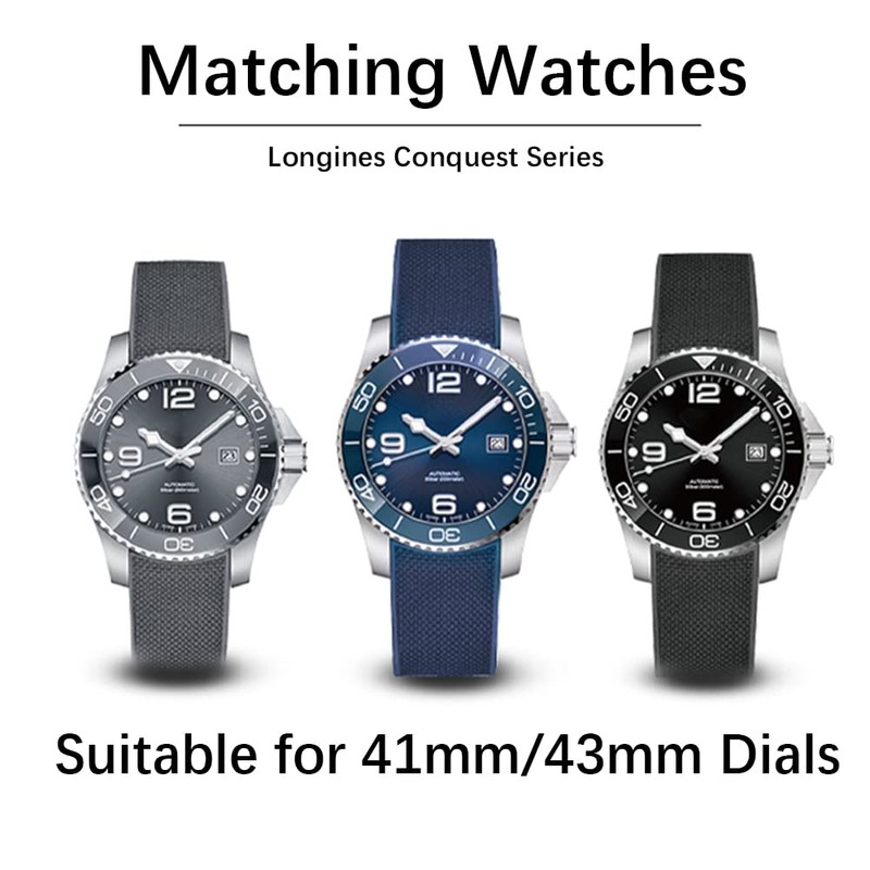 Wentokye 21mm Rubber Watch Band for Longines Conquest HydroConquest L3