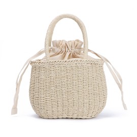 EVEOUT Women's Straw Handbag Top-Handle Bags Girls Summer Woven Straw Basket Bag Clutches Beach Vacation Bag