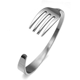 Generic Fork Bracelets for Women/Men, Simple Stainless Steel Jewlery Cuff Bracelet Bangle, One Size Fits All - Adjustable, Silver