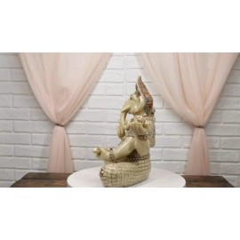 11"H Hindu God Nritya Vinayaka Ganesha Holding Modaka Conch And Lotus Statue