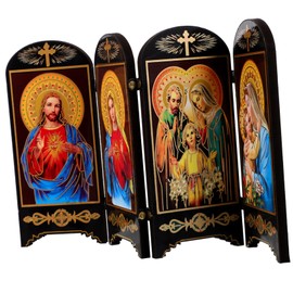 Beavorty Pattern Wooden Plaque Desktop Ornament Religious Decor for Home Lightweight Jesus Virgin Design Versatile Decoration for Church Desk Bookcase for Catholicism