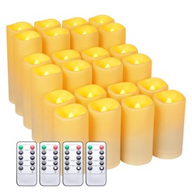 24pack Flickering Flameless Candle with Remote (D2.2 X H4 ”5” 6” inch), 24-Hour Cycling Waterproof Fake LED Lights for home décor, Table Decorations, Wedding, Anniversary, Halloween, Christmas