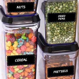 Lovable Labels Pre-printed Chalkboard Pantry Labels - 288 Dishwasher Safe Pantry Container Labels Help Keep Your Pantry Storage Bins Containers Jars Bottles Canisters Organized (Dash Design)