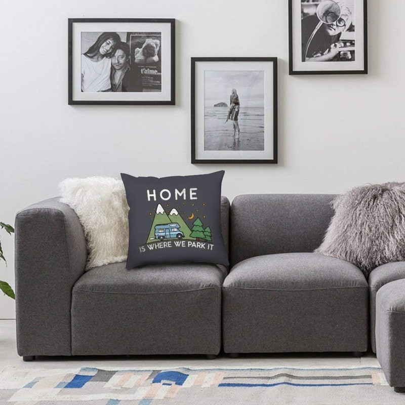 QMS CONTRACTING LIMITED Throw Pillow Cover Camping Home Is Where
