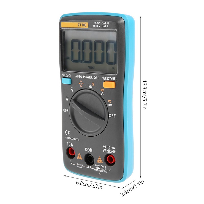 ZT100 4000 Counts Portable Mini Auto Digital LCD Display Testing