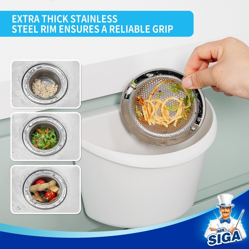 MR.SIGA Kitchen Sink Strainer, Stainless Steel Sink Drain Strainer, Dishwasher