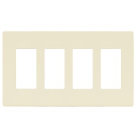 LIDER Matte Finish Decorator Switch Cover, Screwless Wall Plate, Mid-Size 4-Gang 4.88" x 8.58", Unbreakable Polycarbonate Thermoplastic, UL Listed, LSWP-34M-LA, Light Almond