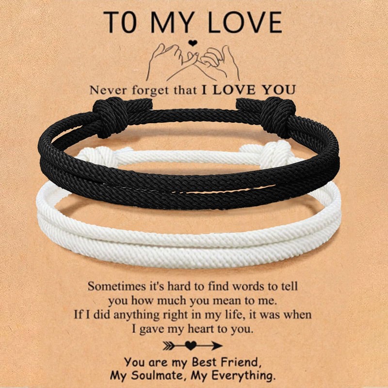 Lyvixora Adjustable Rope Matching Promise Bracelets for Couples, Soulmate, Husband,