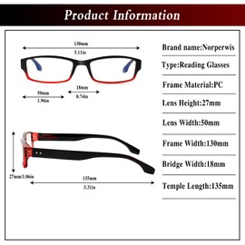 NORPERWIS 6 Pack Reading Glasses for Women and Men with Comfort Spring Hinges for Men and Womens Readers (Mix Color-1, 3.50, multiplier_x)