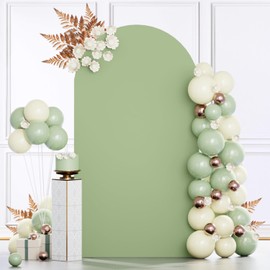 MODFUNS 7.2ft Arch Cover Sage Green Spandex Arch Backdrop Cover Fitted Arch Covers Stretchy Backdrop 2-Sided Arch Stand Covers Chiara Wall Covering for Wedding Party Prom Banquet Reception