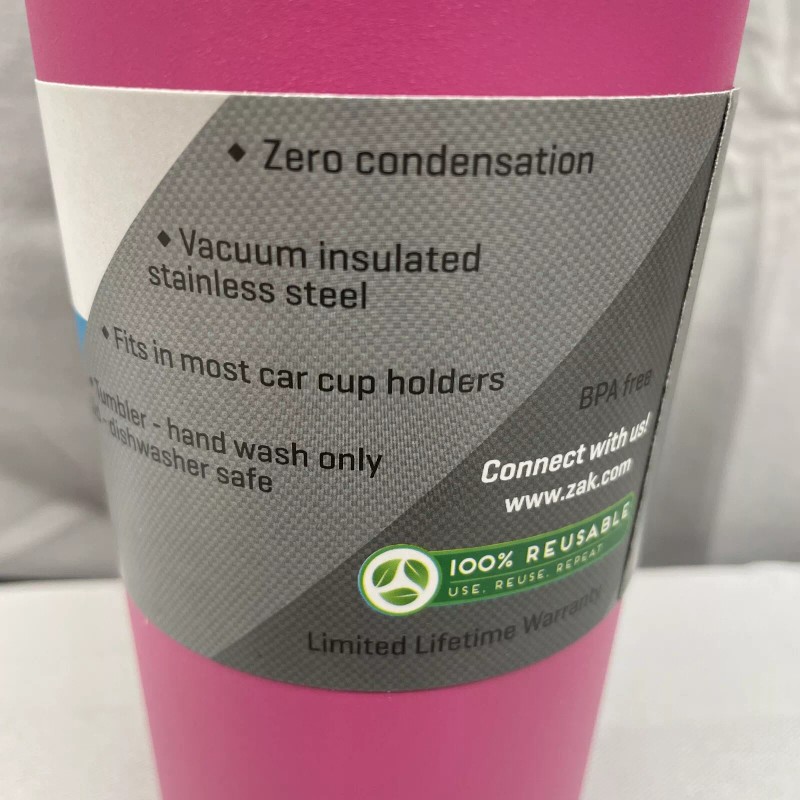 Zak! Designs 20oz Double Wall Stainless Steel Tumbler PINK 3