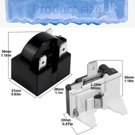 Greluma QP2-4.7 PTC Starter Relay, 3 Pin 4.7Ω Refrigerator Starter Relay and 6750C-0005P 1/2 HP Refrigerator Overload Protector, Compatible with Refrigerator Compressor