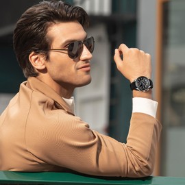 BY BENYAR Watches for Men Analog Quartz Chronograph Waterproof Luminous Designer Mens Wrist Watches Business Work Sport Casual Dress Watch with Silicone Strap Elegant Unique Gifts for Men