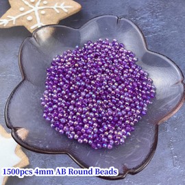 1500 Pcs 4mm Acrylic Round Beads AB Colors Round Spacer Beads for Earring Bracelet Necklace Key Chains Jewelry DIY Craft Making (Dark Purple AB)