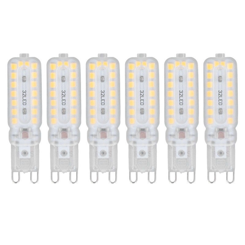 6pcs G9 LED Bulbs 7W Dimmable 360° Illumination Replacement Light