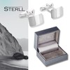 Men's Silver Cufflinks with Matte and Shiny Stripes in 925