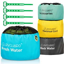 RVGUARD RV Hose Storage Bags 4 Pack, Waterproof With 4 Straps for Sewer, Electrical Cords, Water, and RV Accessories Storage
