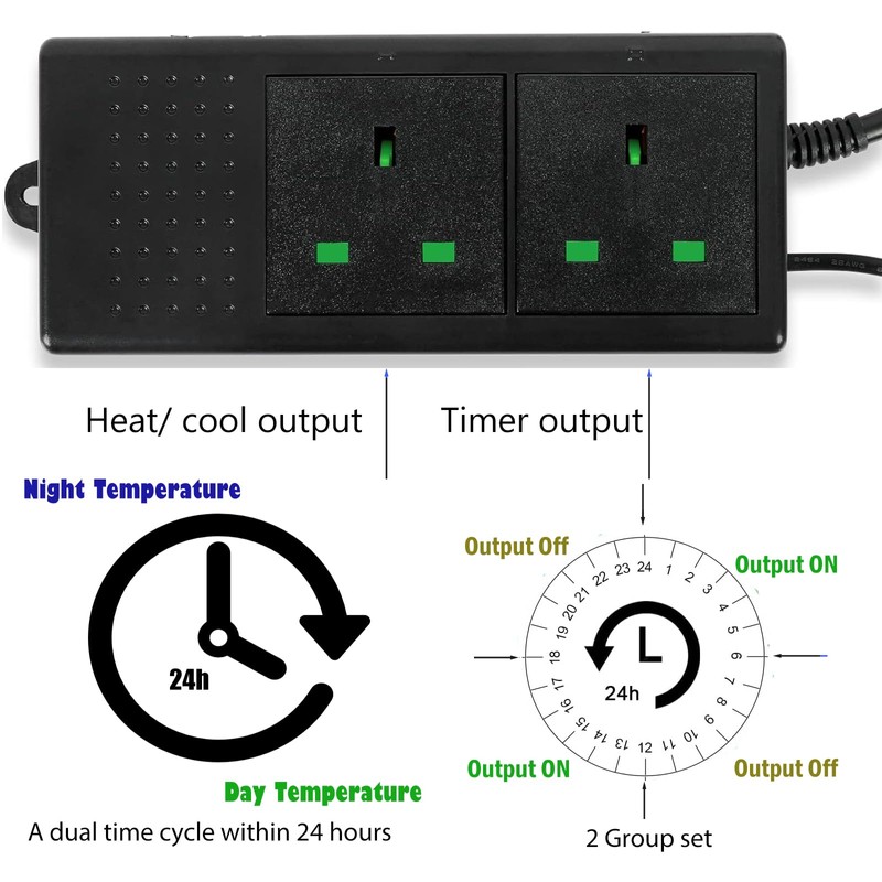 NEKOSUKI PID Day Night Thermostat Digital Dimming Thermostat with Timer,